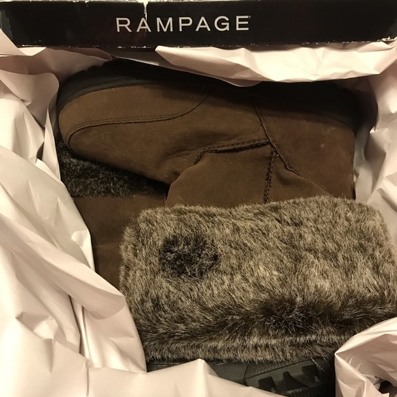NIB $70 RAMPAGE Faux Fur Cuffed Boots BROWN Sz 9 - Picture 7 of 8